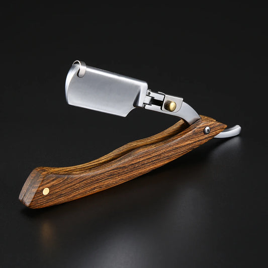 Straight Razors for Men Natural Wood Handle Fit Double Edge Blades Professional and Close Shaving Barber Razor (Without blade)