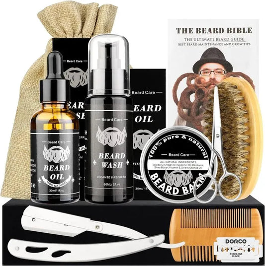 Kit Soins Barbe pour Hommes MXTIMWAN |Kit Barbe Hommes 10 PC - Kit Entretien Barbe Homme pour l'Entretien et le Soin de Barbe